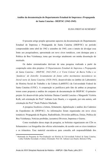 Elisa Freitas Schemes - XXVI SimpÃ³sio Nacional de HistÃ³ria