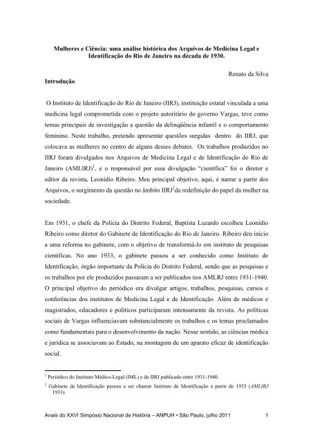 Mulheres e CiÃªncia: uma anÃ¡lise histÃ³rica dos Arquivos de ...