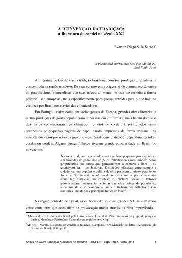 a literatura de cordel no sÃ©culo XXI - XXVI SimpÃ³sio Nacional de ...