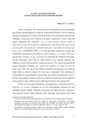 Arrisete Cleide de Lemos Costa - XXVI SimpÃ³sio Nacional de HistÃ³ria