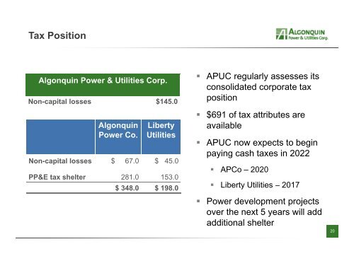 slides here - Algonquin Power & Utilities Corp.