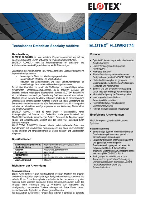 ELOTEX FLOWKIT74 - Elotex AG