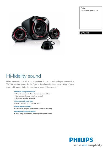 SPA5300/10 Philips Multimedia Speaker 2.1 - Snogard