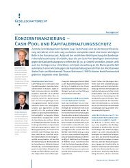 Konzernfinanzierung - Cash-Pool und Kapitalerhaltungsschutz, in ...