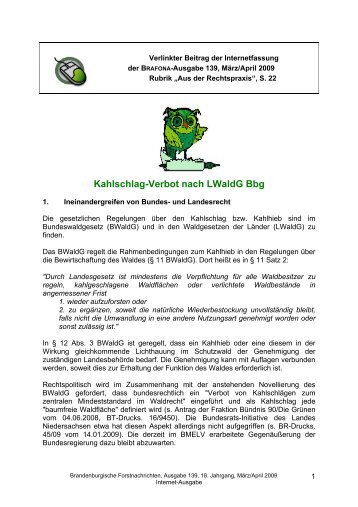 Kahlschlag-Verbot nach Landeswaldgesetz Brandenburg, in ...