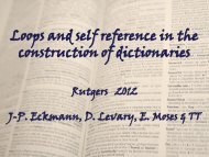 Loops and self reference in the construction of dictionaries