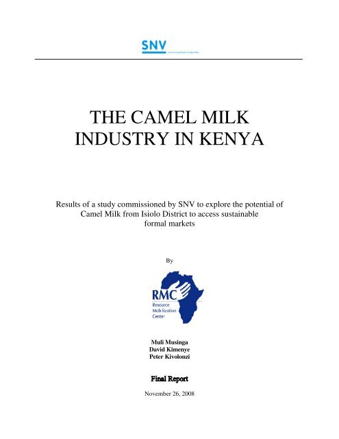The Camel Milk Industry In Kenya Evidence Based Policy