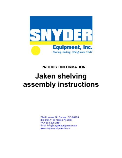 Jaken Shelving Assembly Instructions, Jaken Boltless Shelving