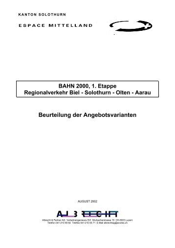 Beurteilung der Angebotsvarianten - Kanton Solothurn