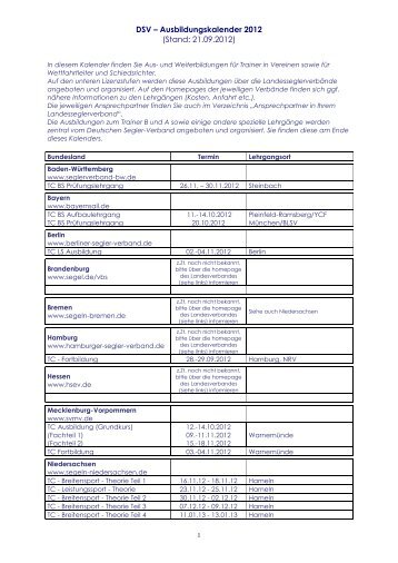 DSV â Ausbildungskalender 2012 - Deutscher Segler-Verband