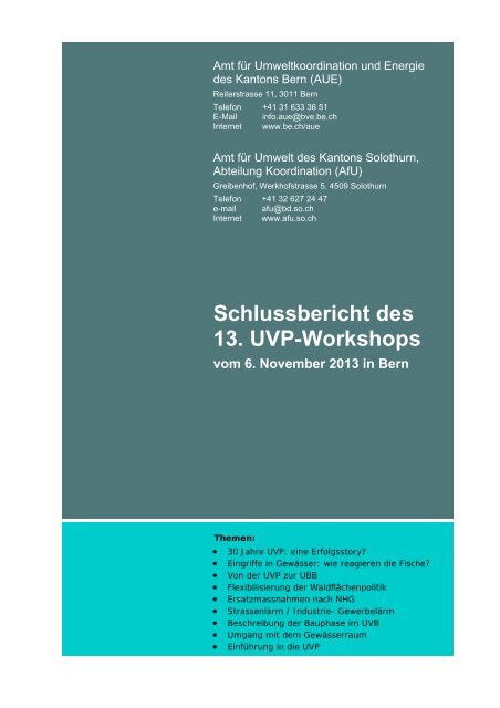 Schlussbericht des 13. UVP-Workshops - Kanton Solothurn