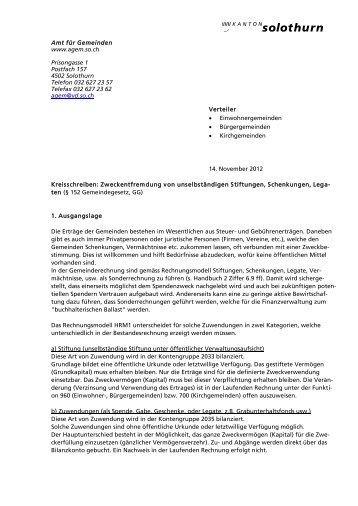 Kreisschreiben vom 14.11.2012 - Kanton Solothurn