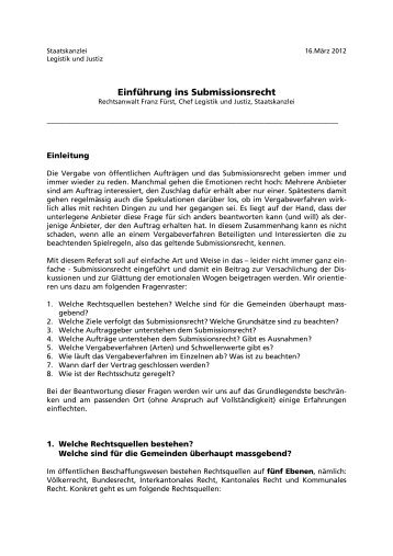 EinfÃ¼hrung ins Submissionsrecht - Kanton Solothurn