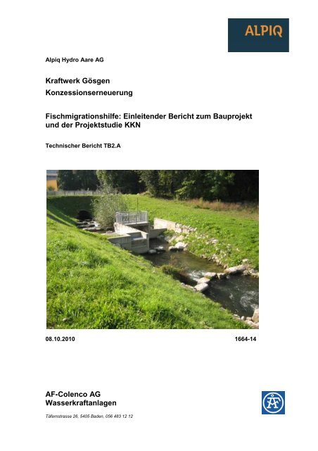 1664_14_Fischmigration Einleitender Bericht ... - Kanton Solothurn