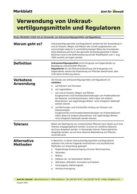 Verwendung von Unkrautvertilgungsmitteln und Regulatoren