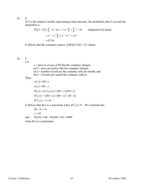 November 2001 - Course 1 SOA Solutions