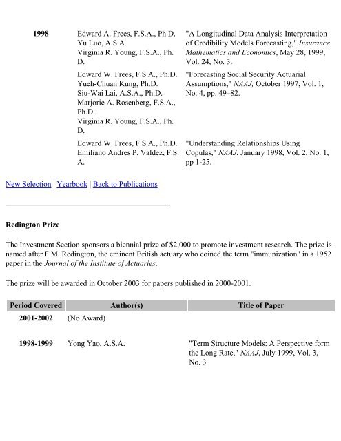 Society of Actuaries - 2003 Archived Yearbook