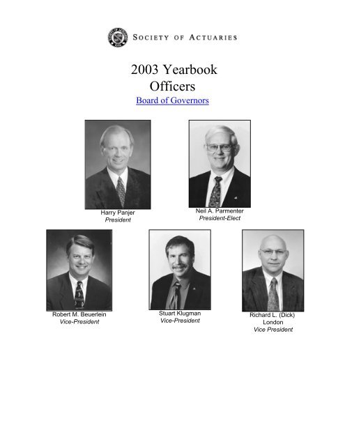 Society of Actuaries - 2003 Archived Yearbook