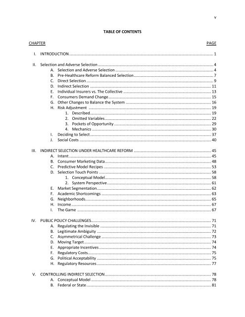 Controlling Indirect Selection under Healthcare Reform - Society of ...