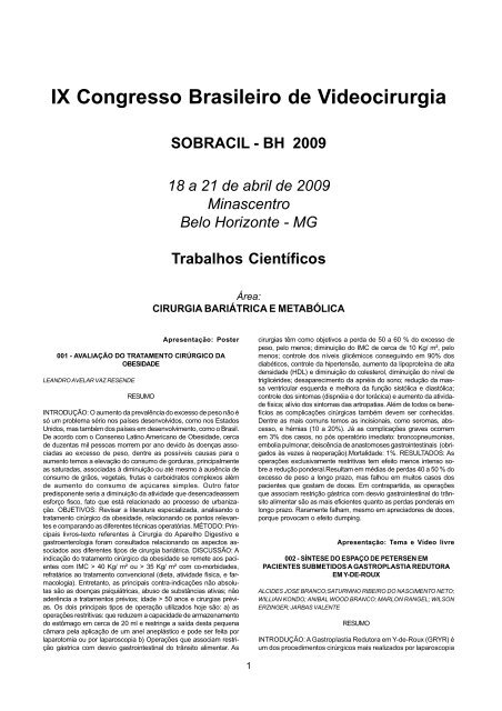 REVISTA BRASILEIRA DE VIDEOCIRURGIA - RELATO DE CASO