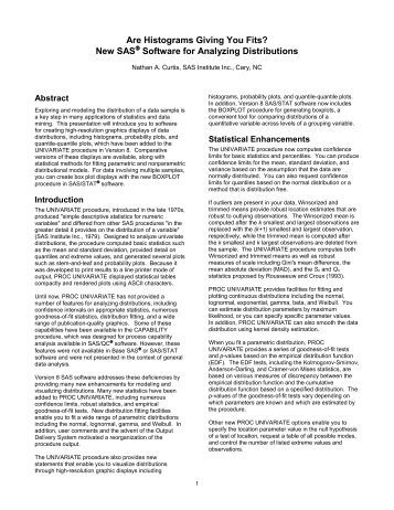 Are Histograms Giving You Fits? New SAS Software for Analyzing ...