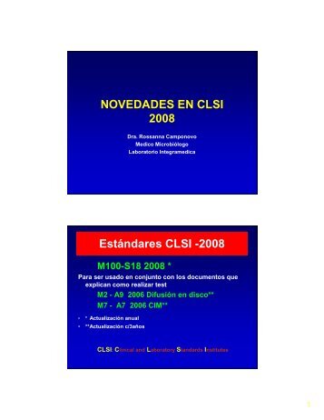 NOVEDADES EN CLSI 2008 EstÃ¡ndares CLSI -2008