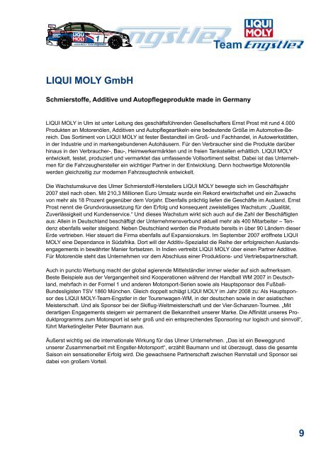 Presseinformation LIQUI MOLY Team Engstler 1