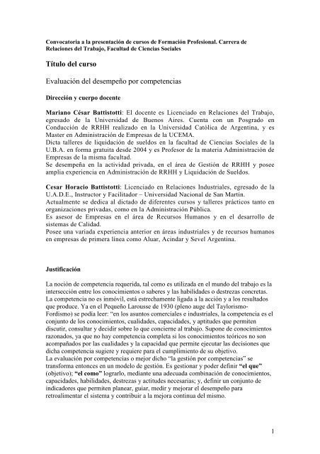 EvaluaciÃ³n del desempeÃ±o por competencias - Facultad de ...