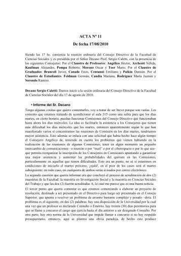 ACTA ONCE del 17 08 10 - Facultad de Ciencias Sociales ...