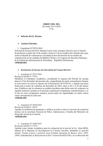 orden del dÃ­a 02-11 - Facultad de Ciencias Sociales
