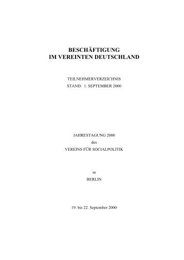 beschäftigung im vereinten deutschland - Verein für Socialpolitik