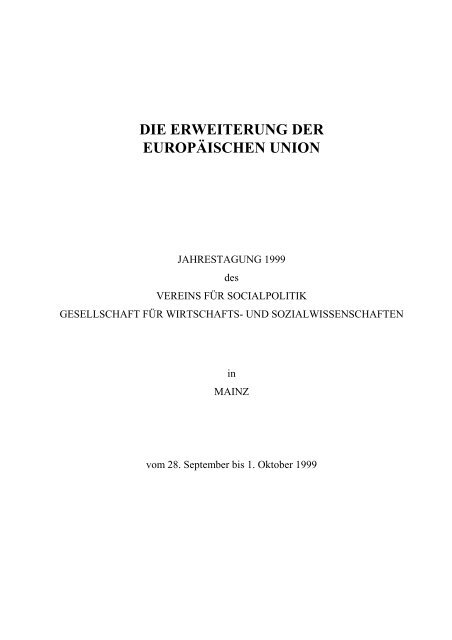 die erweiterung der europäischen union - Verein für Socialpolitik