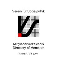 Verein für Socialpolitik Mitgliederverzeichnis Directory of Members