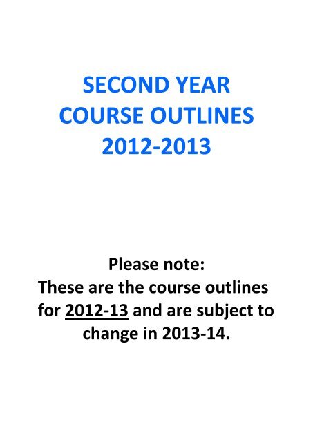 second year course outlines 2012-2013 - School of Social Sciences ...