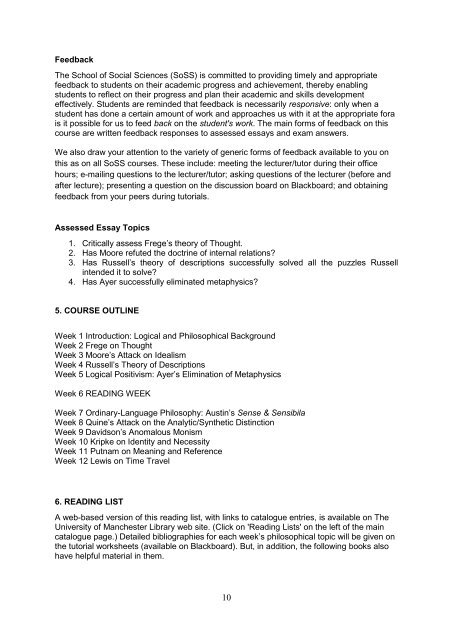 second year course outlines 2012-2013 - School of Social Sciences ...