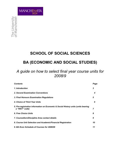 2nd Year Options Booklet - School of Social Sciences