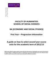 1st Year Options Booklet - School of Social Sciences