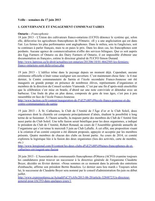 rubrique 1: dÃ©veloppement communautaire - Faculty of Social ...