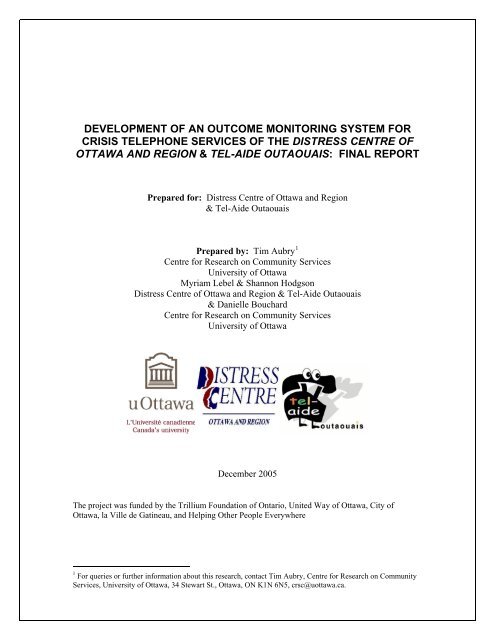 Development of an outcome monitoring system for crisis telephone ...