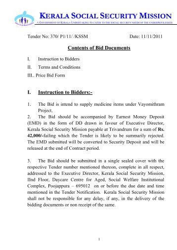 Tender docunment-Medicines.pdf - Kerala Social Security Mission