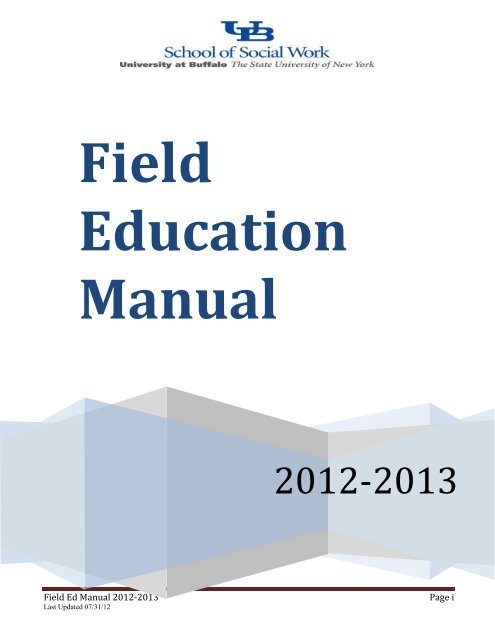 Field Education Manual 2012-2013 - UB School of Social Work ...