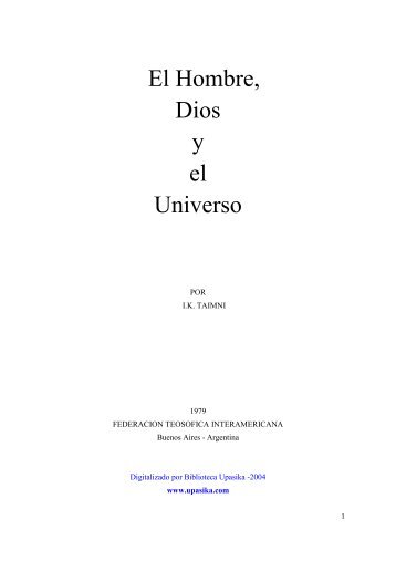 el hombre, de Dios y del universo - Sociedad TeosÃ³fica EspaÃ±ola