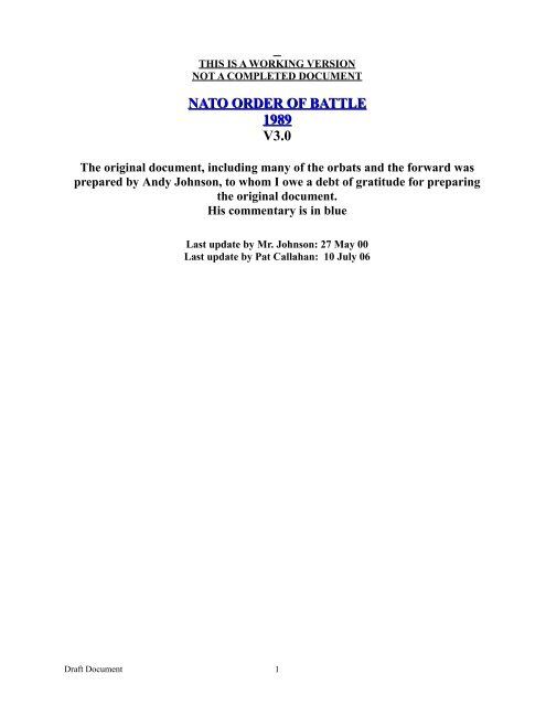 nato order of battle 1989 v3.0 - Societa italiana di storia militare