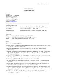 Curriculum Vitae - Department of Sociology - The University of Hong ...