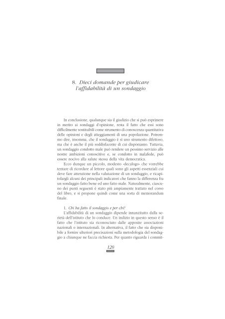 10 domande sul sondaggio - Dipartimento di Studi Sociali e Politici