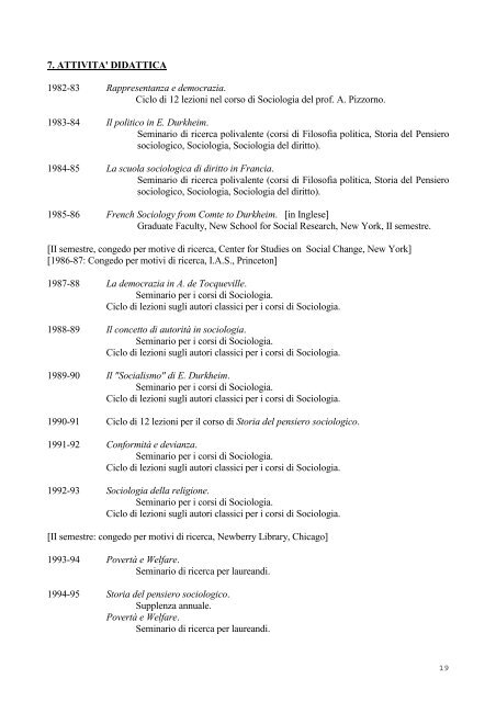 GIOVANNA PROCACCI curriculum - Dipartimento di Studi Sociali e ...