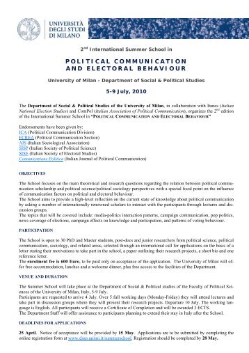 political communication and electoral behaviour - Dipartimento di ...