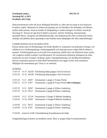 Sociologisk analys - kvalitativ del