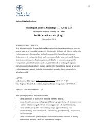 Sociologisk analys, Sociologi III, 7,5 hp GN Del II: Kvalitativ del (3 hp)