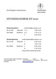 studiehandbok ht 2012 - Sociologiska institutionen - Stockholms ...